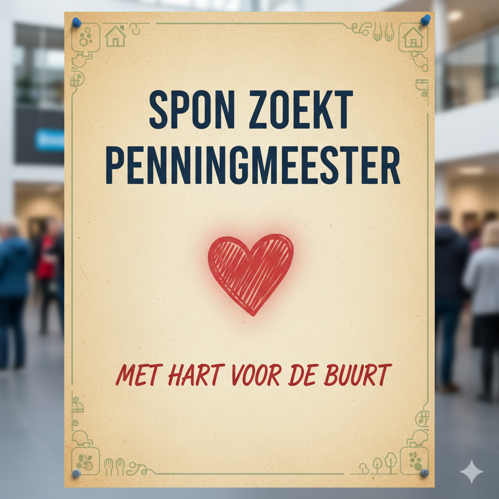 SPON ZOEKT PENNINGMEESTER